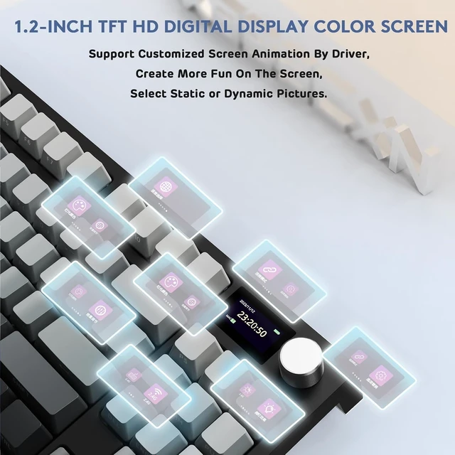 Alt view image 11 of 14 - ATTACK SHARK K86 RGB 75% Wireless Gasket Mechanical Keyboard,3-Mode Bluetooth5.0/2.4G/USB-C Hot Swappable Gaming Keyboard Side Print Keycaps,4000 mAH Battery Knob&Display,Linear Switches-Moonlight
