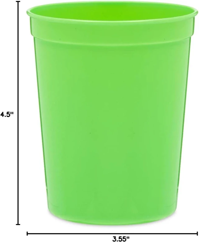 Alt view image 12 of 12 - BLUE PANDA 16 Oz Lime Green Stadium Cups - Plastic Cups Reusable & Dishwasher Safe - Party Favor Tumblers & Green Plastic Cup - 24 Count