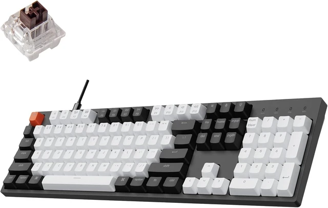 Alt view image 8 of 14 - Keychron C2 Wired Full-Size Keyboard, Brown Switch, White Backlit