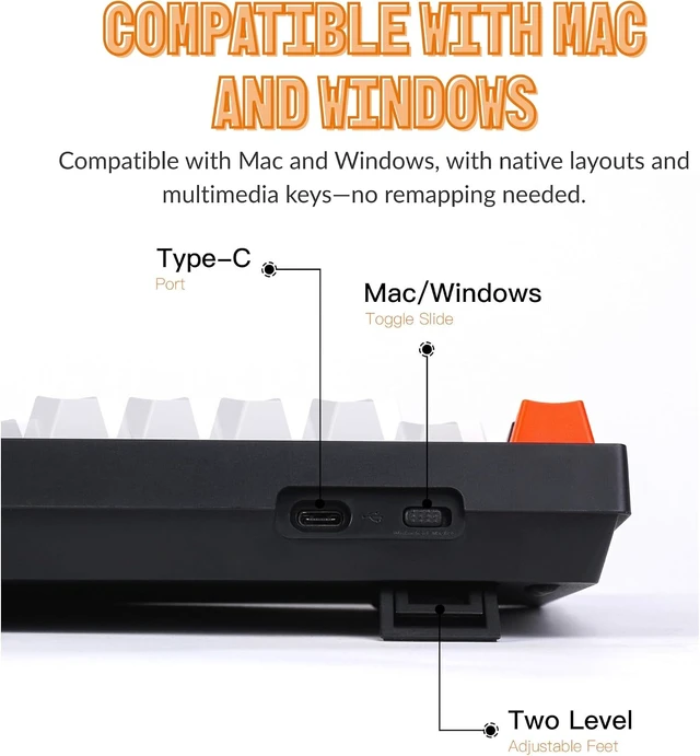 Alt view image 12 of 14 - Keychron C2 Wired Full-Size Keyboard, Brown Switch, White Backlit