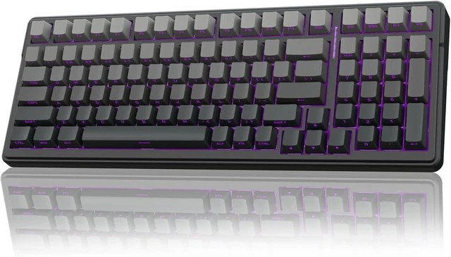 Alt view image 8 of 14 - AULA F99 Wireless Mechanical Keyboard,Gasket Structure Hot Swappable Custom Keyboard,RGB Backlit,Creamy Sound,Side Printed PBT Keycaps,2.4GHz/USB-C/BT5.0 Computer Gaming Keyboards