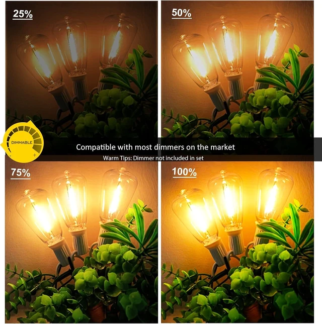 Alt view image 10 of 14 - DAMAING LED Outdoor String Lights 100FT Patio Lights with 52 Shatterproof Edison Bulbs,Dimmable Hanging Lights,Waterproof String Lights for Outside Wedding,Bistro,Porch,Backyard,2200K