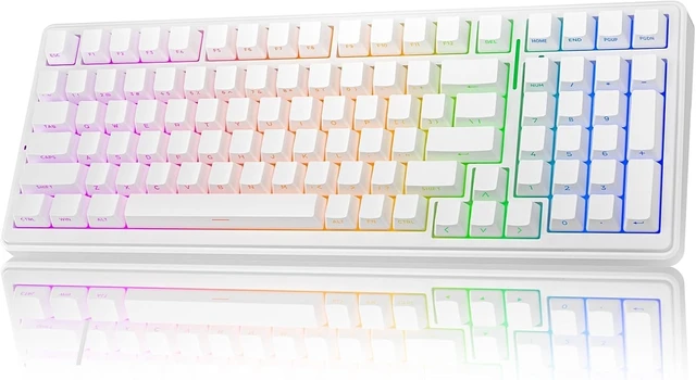 Alt view image 8 of 14 - AULA F99 Wireless Mechanical Keyboard,Triple-Mode(BT5.0/2.4GHz/USB-C),Gasket Mounted Creamy Keyboard with Linear Switches, Side Printed PBT Keycaps,RGB Backlit PC Gaming Keyboards for Win/Mac