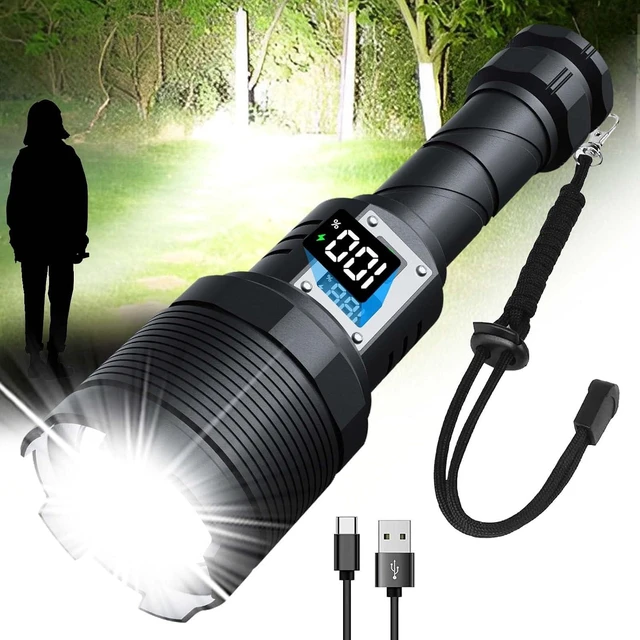 Alt view image 8 of 14 - Rechargeable Flashlights MAX 200000 High Lumens,Super Bright 30W LED Flashlight,High Powered Brightest Flashlight for Emergencies/Camping Gear,Zoomable,Waterproof,5 Modes,USB Handheld Flash Light