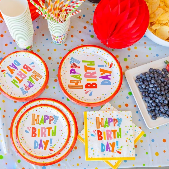 Alt view image 14 of 14 - 275 PC Colorful Birthday Party Decorations for Boy, Girl- Rainbow Party Supplies, Happy Birthday Banner, Balloons Garland Arch Kit Tablecloth Honeycomb Cake Topper Plates Cups Napkins Straws, 25 Guest