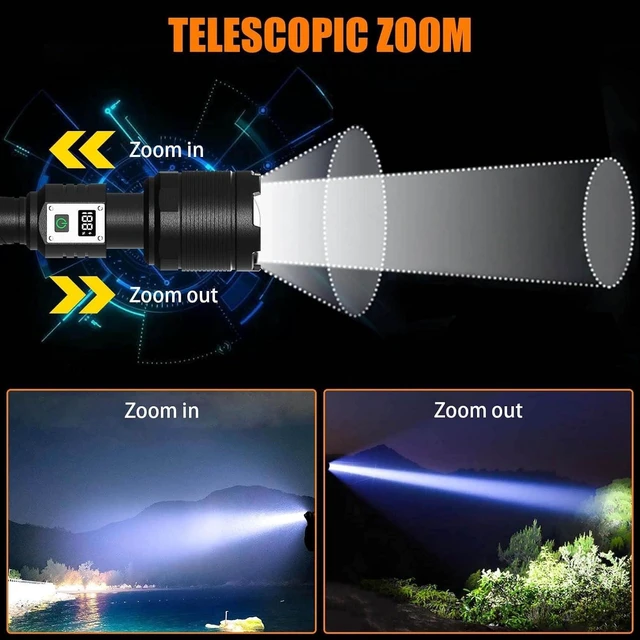 Alt view image 12 of 14 - Rechargeable Flashlights MAX 200000 High Lumens,Super Bright 30W LED Flashlight,High Powered Brightest Flashlight for Emergencies/Camping Gear,Zoomable,Waterproof,5 Modes,USB Handheld Flash Light