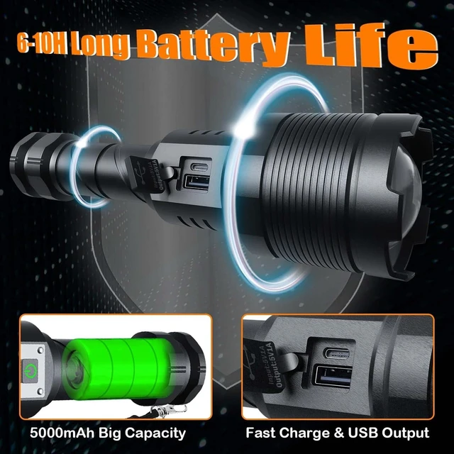 Alt view image 11 of 14 - Rechargeable Flashlights MAX 200000 High Lumens,Super Bright 30W LED Flashlight,High Powered Brightest Flashlight for Emergencies/Camping Gear,Zoomable,Waterproof,5 Modes,USB Handheld Flash Light