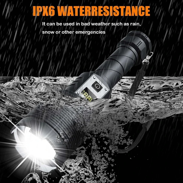 Alt view image 13 of 14 - Rechargeable Flashlights MAX 200000 High Lumens,Super Bright 30W LED Flashlight,High Powered Brightest Flashlight for Emergencies/Camping Gear,Zoomable,Waterproof,5 Modes,USB Handheld Flash Light