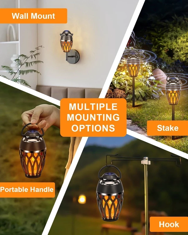 Alt view image 12 of 14 - MOFOKEAY 2 Pack Outdoor Bluetooth Speakers,Wireless Speakers with LED Flame Flickers,IP5X Waterproof Torch Lights Lantern Speakers for Patio Yard Pool Party,Gifts for Men/Women