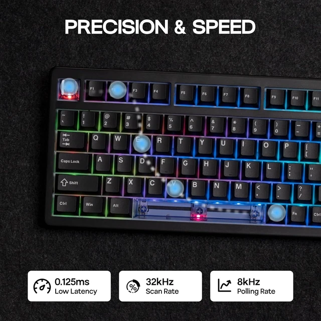 Alt view image 11 of 14 - EPOMAKER HE80 Hall Effect Gaming Keyboard, 8K Polling & 32K Scan, Creamy Gasket, DKS, SOCD, Hot-Swappable, RGB Backlit, Wired Gaming Keyboard for PC & Mac (Black)