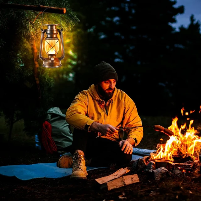 Alt view image 14 of 14 - Solar Lantern Outdoor, Hanging Solar Lights Flickering Flame LED Vintage Lantern, Waterproof Camping Lamps, Auto On/Off Landscape Decor for Table Patio Garden Yard Pathway Porch, 2 Pack