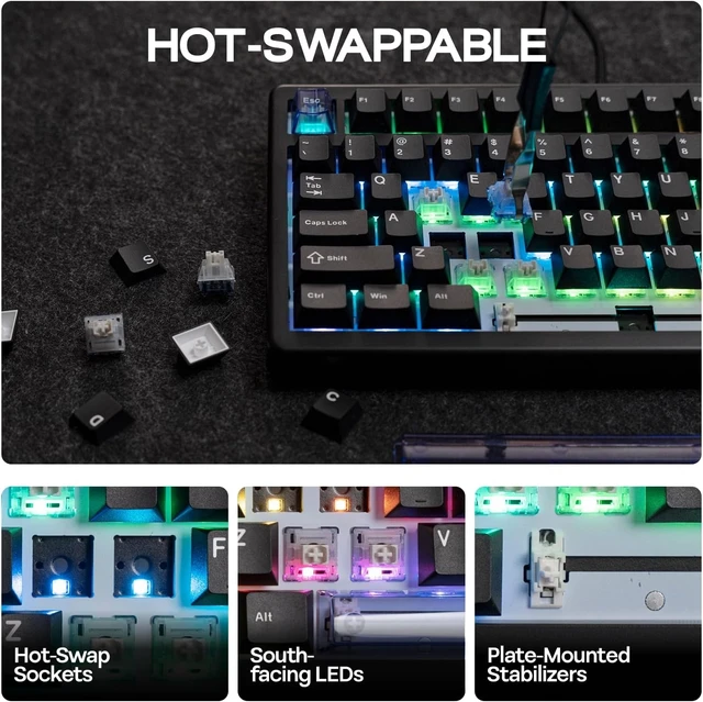Alt view image 14 of 14 - EPOMAKER HE80 Hall Effect Gaming Keyboard, 8K Polling & 32K Scan, Creamy Gasket, DKS, SOCD, Hot-Swappable, RGB Backlit, Wired Gaming Keyboard for PC & Mac (Black)