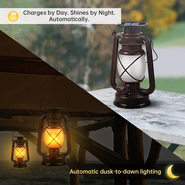 Alt view image 9 of 14 - Solar Lantern Outdoor Hanging Solar Lights Dancing Flame Led Waterproof Camping Lamps, Landscape Decor for Table Patio Garden Yard Pathway Porch 2 Pack