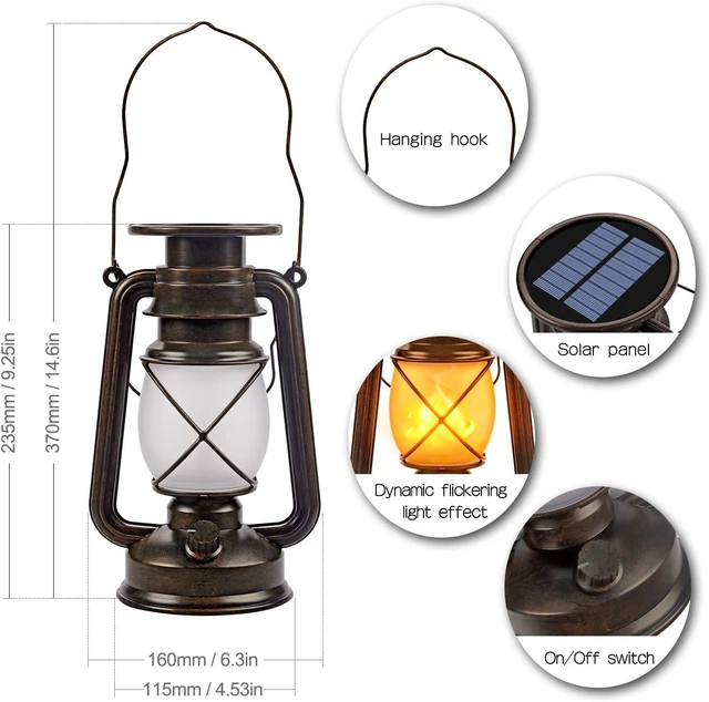 Alt view image 13 of 14 - Solar Lantern Outdoor Hanging Solar Lights Dancing Flame Led Waterproof Camping Lamps, Landscape Decor for Table Patio Garden Yard Pathway Porch 2 Pack