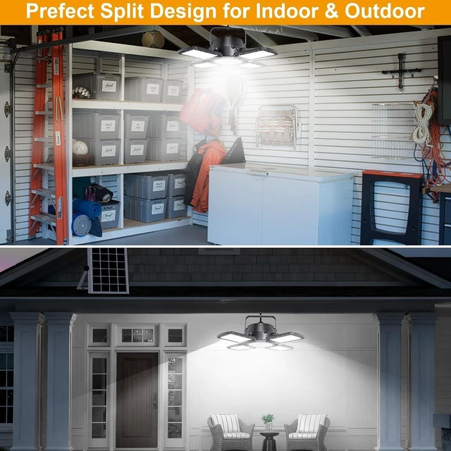 Alt view image 9 of 14 - Auzev Solar Shed Light Indoor Outdoor Upgrade 176 LED 4 and 1 Heads Solar Powered Motion Sensor Pandent Daytime Work Lights with 4 Modes Remote Control Security lamp for Garage Gazebo Barn