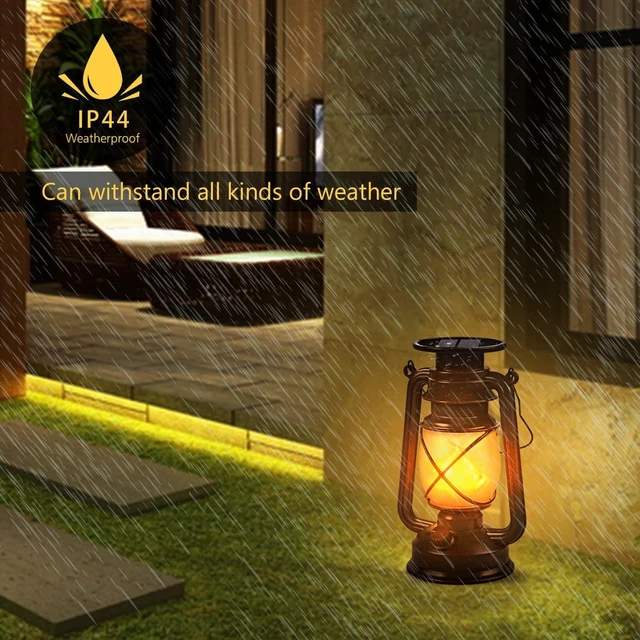 Alt view image 10 of 14 - Solar Lantern Outdoor Hanging Solar Lights Dancing Flame Led Waterproof Camping Lamps, Landscape Decor for Table Patio Garden Yard Pathway Porch 2 Pack