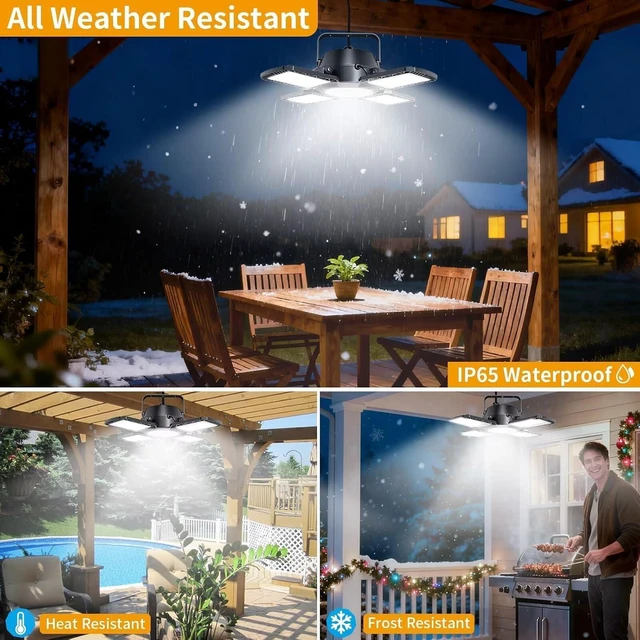 Alt view image 12 of 14 - Auzev Solar Shed Light Indoor Outdoor Upgrade 176 LED 4 and 1 Heads Solar Powered Motion Sensor Pandent Daytime Work Lights with 4 Modes Remote Control Security lamp for Garage Gazebo Barn