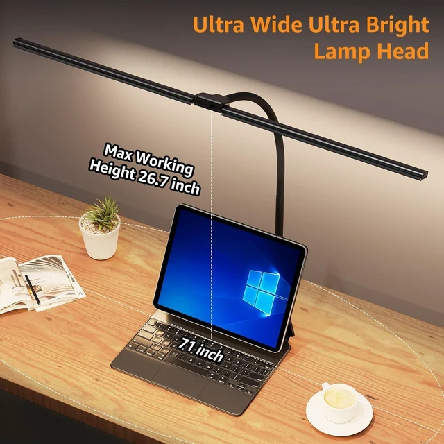 Alt view image 14 of 14 - ShineTech LED Desk Lamp for Home Office, Ultra Bright Clamp Light with Flexible Gooseneck, 25 Lighting Modes, Eye-Caring Architect Lamp for Dual Monitors, Reading & Gaming Setup