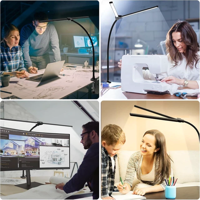 Alt view image 11 of 14 - ShineTech LED Desk Lamp for Home Office, Ultra Bright Clamp Light with Flexible Gooseneck, 25 Lighting Modes, Eye-Caring Architect Lamp for Dual Monitors, Reading & Gaming Setup