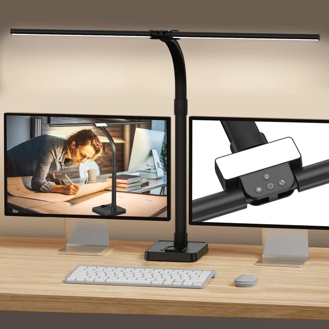 Alt view image 8 of 14 - GAEFURY LED Desk Lamp for Home Office, 24W Bright Desk Lamp with Phone Holder Base - 25 Lighting Modes Eye-Caring Desk Light Adjustable Gooseneck Lamp for Workbench Drafting Reading Study