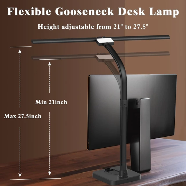 Alt view image 10 of 14 - GAEFURY LED Desk Lamp for Home Office, 24W Bright Desk Lamp with Phone Holder Base - 25 Lighting Modes Eye-Caring Desk Light Adjustable Gooseneck Lamp for Workbench Drafting Reading Study