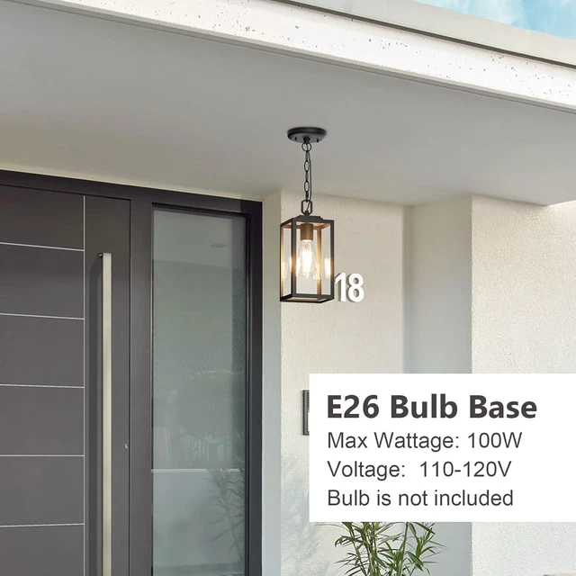 Alt view image 10 of 14 - Modern Outdoor Pendant Light, 1-Light Outdoor Hanging Lantern Light, Matte Black Aluminum with Clear Glass, Exterior Pendant Lighting Fixture for Porch, Yard, Gazebo