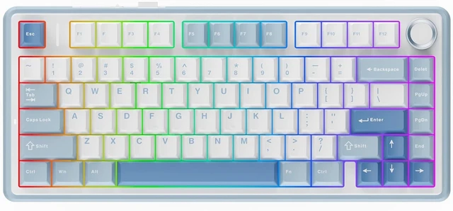 Alt view image 8 of 14 - EPOMAKER x Aula F75 Gasket Mechanical Keyboard, 75% Wireless Hot Swappable Gaming Keyboard with Five-Layer Padding&Knob, BT/2.4GHz/USB-C, RGB (Sea Salt Blue, LEOBOG Reaper Switch)