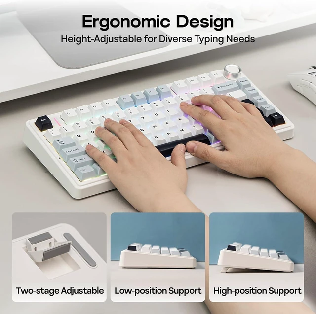 Alt view image 14 of 14 - EPOMAKER x Aula F75 Gasket Mechanical Keyboard, 75% Wireless Hot Swappable Gaming Keyboard with Five-Layer Padding&Knob, BT/2.4GHz/USB-C, RGB (Light Blue, LEOBOG Reaper Switch)