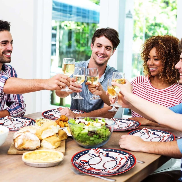 Alt view image 12 of 12 - Umigy 100 Pcs Baseball Paper Plates and Napkins Set Baseball Party Supplies Decorations Disposable Tableware Dinner Lunch Dessert Appetizer for Sport Themed Birthday Baby Shower Party Favors Serves 50