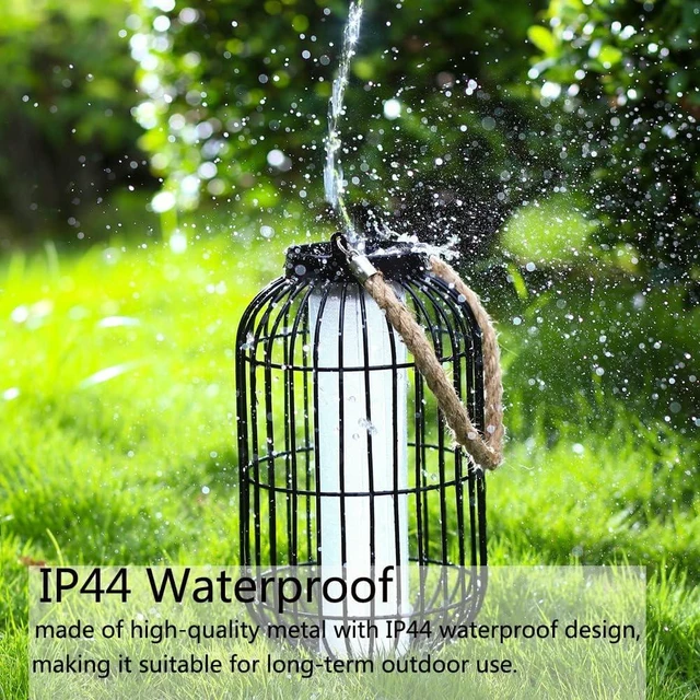 Alt view image 12 of 14 - Large Outdoor Solar Lanterns Hanging Light Waterproof LED Garden Lights solar powered Retro Metal Auto On Off Table Lamp for Garden Patio Porch Lawn Pathway Walkway Tabletop Decorative(Black)
