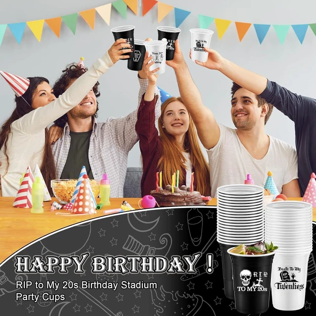Alt view image 12 of 12 - Rtteri 48 Pack Death to My 20s Cups Decorations 16 oz Rip to My 20s Cups Gothic Birthday Decorations 30th Birthday Black White Cup for 30th Party Supplies