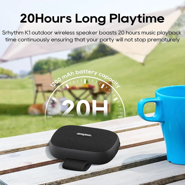 Alt view image 12 of 14 - Srhythm K1 Portable Wireless Speaker with App 6 Customizable EQ Modes, Bluetooth 6.0, IPX7 Waterproof, 20H Playtime,Small Speaker for Sports Enthusiasts