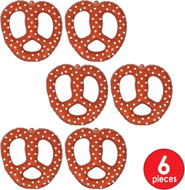 Alt view image 11 of 14 - Beistle 6-Piece Inflatable Bavarian Pretzels in Brown/White, German Food Theme Oktoberfest Party Decorations, Fun Fair Hanging Party Accessories, 15"