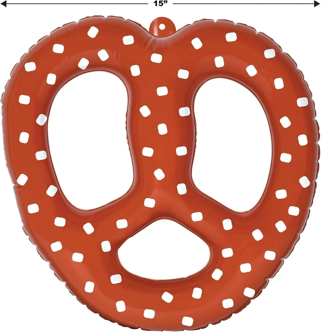Alt view image 9 of 14 - Beistle 6-Piece Inflatable Bavarian Pretzels in Brown/White, German Food Theme Oktoberfest Party Decorations, Fun Fair Hanging Party Accessories, 15"