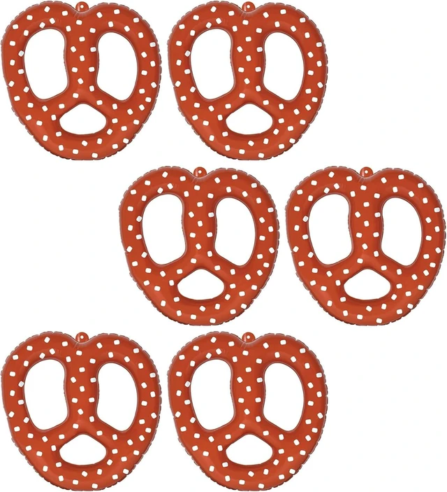 Alt view image 8 of 14 - Beistle 6-Piece Inflatable Bavarian Pretzels in Brown/White, German Food Theme Oktoberfest Party Decorations, Fun Fair Hanging Party Accessories, 15"