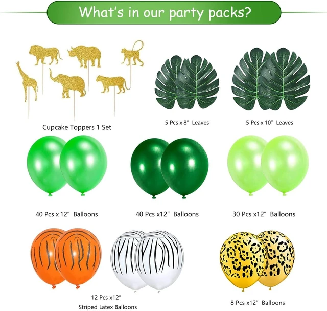 Alt view image 10 of 14 - Two Wild Birthday Decorations - Safari Jungle Theme 2nd Birthday Party Supplies Includes Banner, Backdrop, Balloons Arch, Tablecloth, Topper, Two Wild Jungle Safari Theme Party Decorations