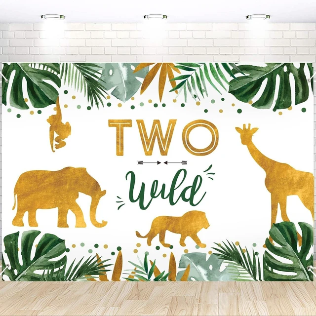 Alt view image 13 of 14 - Two Wild Birthday Decorations - Safari Jungle Theme 2nd Birthday Party Supplies Includes Banner, Backdrop, Balloons Arch, Tablecloth, Topper, Two Wild Jungle Safari Theme Party Decorations