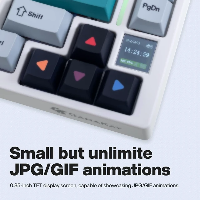 Alt view image 11 of 14 - GK GAMAKAY TK75 V2 75% Silent Mechanical Keyboard with TFT Screen, Hot Swap RGB Bluetooth 5.0/2.4GHz Wireless/USB-C Wired PBT Cherry Profile Keycaps Gaming Keyboard (GamaKay Pegasus Switch)