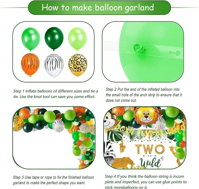 Alt view image 14 of 14 - Two Wild Birthday Decorations - Safari Jungle Theme 2nd Birthday Party Supplies Includes Banner, Backdrop, Balloons Arch, Tablecloth, Topper, Two Wild Jungle Safari Theme Party Decorations