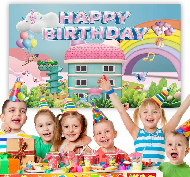 Alt view image 8 of 12 - 5 * 3FT Rainbow Dollhouse Birthday Party Backdrop Decorations,Rainbow Dollhouse Theme Party Supplies