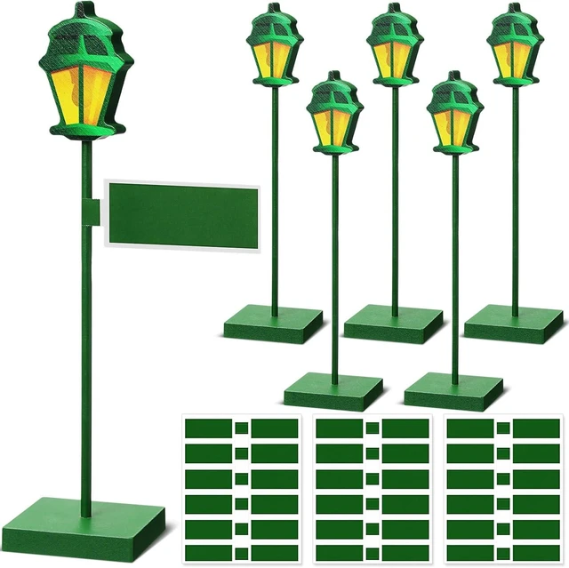 Alt view image 8 of 14 - Colingmill 6 Pcs Street Sign Lamp Post Centerpiece Wooden Lamp Post with Street Party Sign Sticker for Toy Decor Friend Birthday Party Supplies Decoration (12 Inch,Green)
