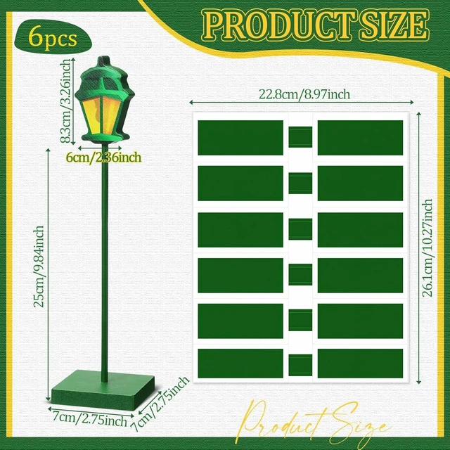 Alt view image 9 of 14 - Colingmill 6 Pcs Street Sign Lamp Post Centerpiece Wooden Lamp Post with Street Party Sign Sticker for Toy Decor Friend Birthday Party Supplies Decoration (12 Inch,Green)