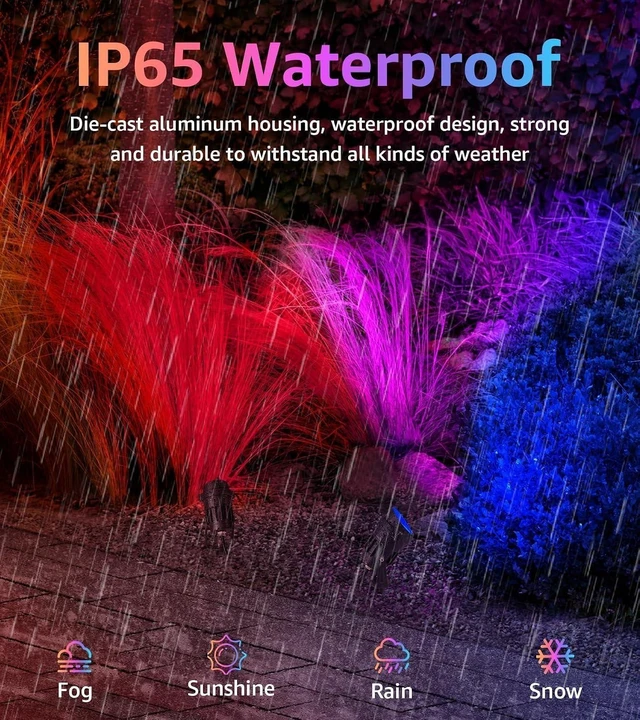 Alt view image 10 of 14 - SUNVIE RGB Spot Lights Outdoor 12W LED Color Changing Landscape Lights with Remote Control 120V RGBW Landscape Lighting Waterproof Outdoor Spotlight for Yard Garden Patio Lawn Decorative, 2 Pack
