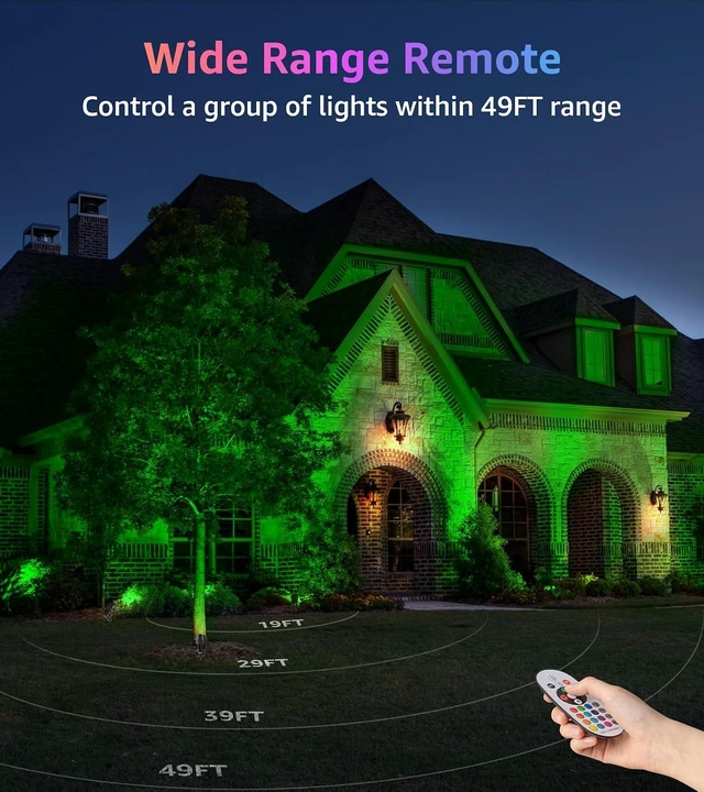 Alt view image 11 of 14 - SUNVIE RGB Spot Lights Outdoor 12W LED Color Changing Landscape Lights with Remote Control 120V RGBW Landscape Lighting Waterproof Outdoor Spotlight for Yard Garden Patio Lawn Decorative, 2 Pack