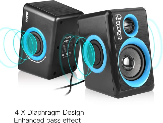 Alt view image 9 of 14 - RECCAZR SP2040 Surround Computer Speakers with Deep Bass USB Wired Powered Multimedia Speaker for PC/Laptops/Smart Phone Built-in 4 Loudspeaker Diaphragm(Blue)