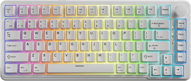 Alt view image 8 of 14 - TECWARE Ghost 75% Wireless Mechanical Keyboard | RGB Gaming Keyboard with Volume Knob | Tri-Mode 2.4GHz/Bluetooth/USB-C | Gasket Mounted | Hot Swappable Pre-Lubed Linear Switches | 4000mAh | White