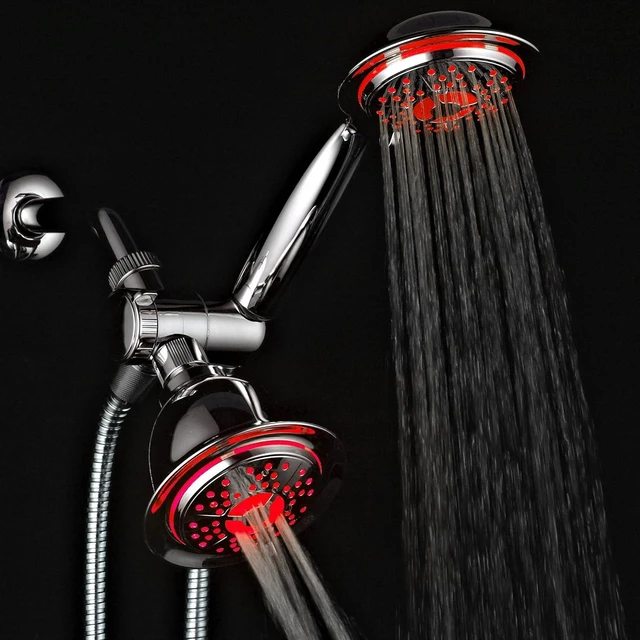 Alt view image 10 of 14 - Dream Spa All Chrome 3-way LED Shower Head Combo with Air Jet LED Turbo Pressure-Boost Nozzle Technology. Color of LED lights changes automatically according to water temperature