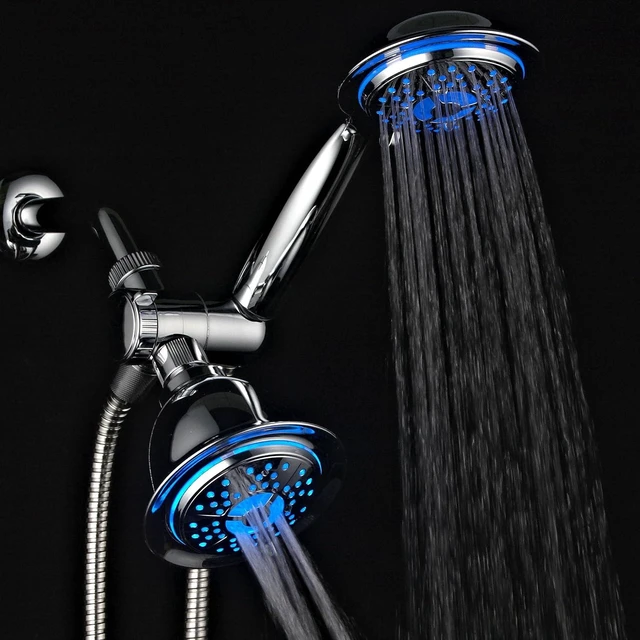 Alt view image 12 of 14 - Dream Spa All Chrome 3-way LED Shower Head Combo with Air Jet LED Turbo Pressure-Boost Nozzle Technology. Color of LED lights changes automatically according to water temperature