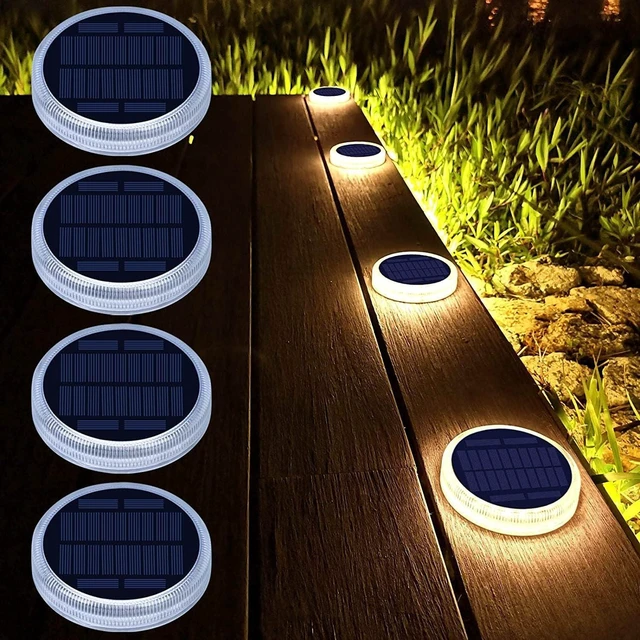 Alt view image 8 of 14 - Lacasa Solar Deck Lights, Driveway Walkway Dock Light Solar Powered Outdoor Waterproof Stair Step Pathway Ground LED Lamp for Backyard Patio Garden, Auto On/Off - Warm White - 4 Pack