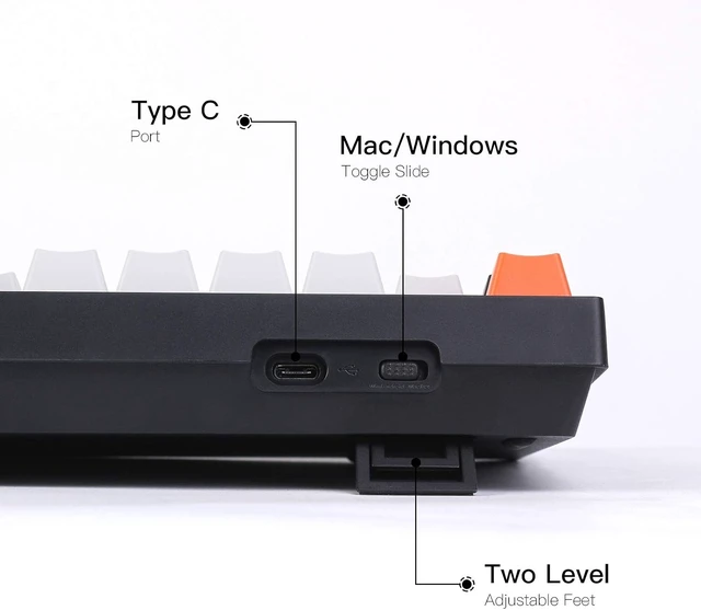 Alt view image 10 of 14 - Keychron C2 Full Size Wired Mechanical Keyboard for Mac, Hot-swappable, Gateron G Pro Red Switch, White Backlight, 104 Keys ABS keycaps Gaming Keyboard for Windows,Type-C Braid Cable